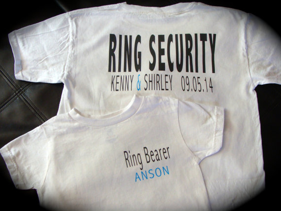 Свадьба - ring bearer ring security front and back t-shirt or onesie wedding getting married bride groom
