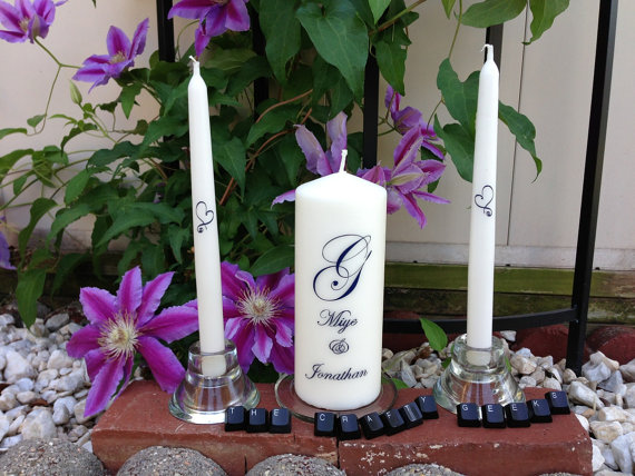 Wedding - Unity Candle Set - White Unity Candles or Ivory Unity Candles - Personalized Wedding Accessory