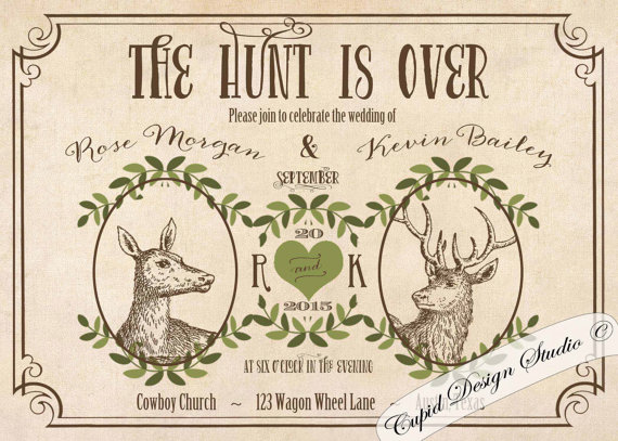 Wedding - Deer wedding invitations. Rustic outdoor wedding invitation. Barn wedding invitations. Elegant. Doe and Buck. vintage. printable. DIY.