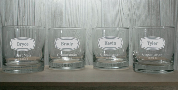 Hochzeit - Groomsmen Gifts - Personalized 10.25 oz Rocks Glasses - Perfect for Birthdays, Bachelor Parties, Groomsmen Whiskey Glasses,  Man Cave