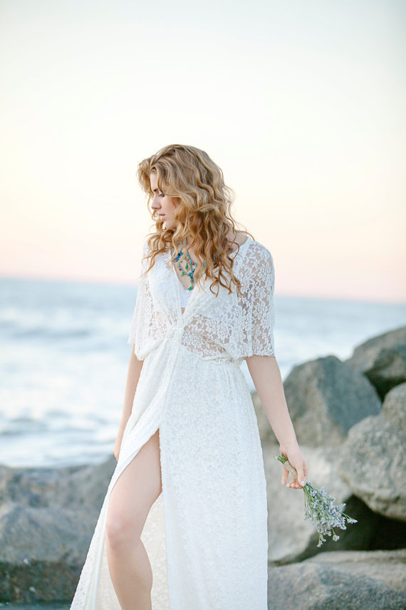 زفاف - Lace Wedding Gown bohemian vintage style boho beach wedding dress- Parie Gown Custom