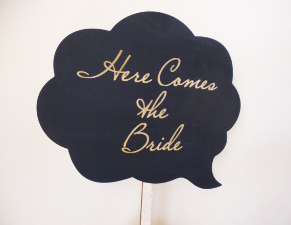 Wedding - Here COMES the BRIDE Flower Girl or Ring Bearer Sign Engraved Wedding Sign, Rustic or Cottage Chic Wedding SIgn