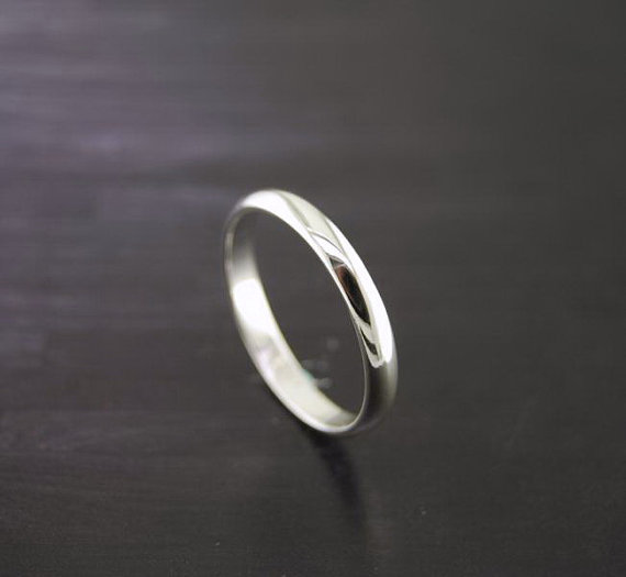 زفاف - 3mm Half Round Silver Plane Ring/Band - 100% Sterling Silver - Engagement Ring - Promise Ring