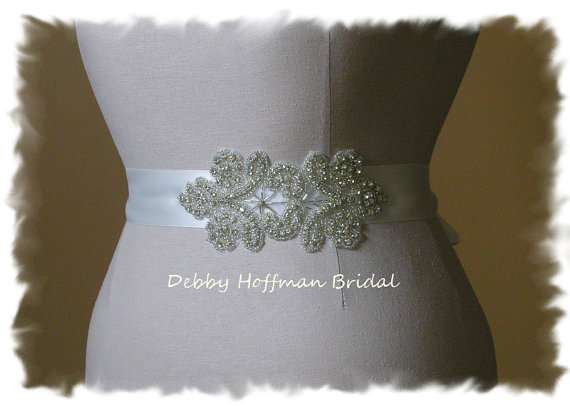 Hochzeit - Rhinestone Crystal Beaded Bridal Sash, Belt, Wedding Dress Belt, Jeweled Wedding Sash, No. 4020S1.5, Wedding Accessories, Belts and Sashes