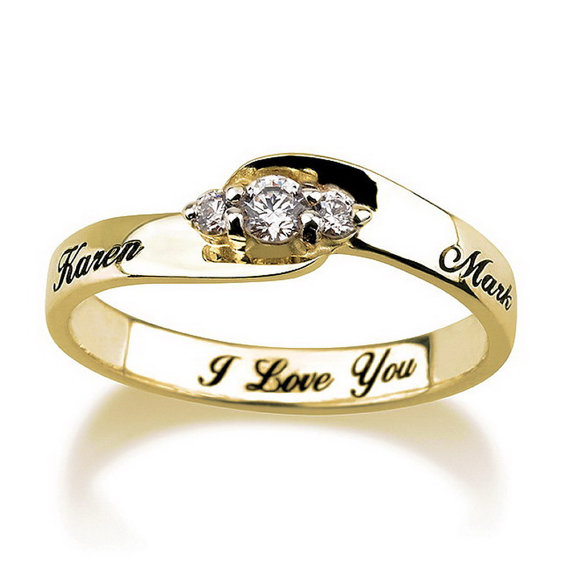 Wedding - Engraved Engagement Promise Ring Gold Plated, Couples Ring ,Wedding Bands, Lovers Rings, Purity Ring