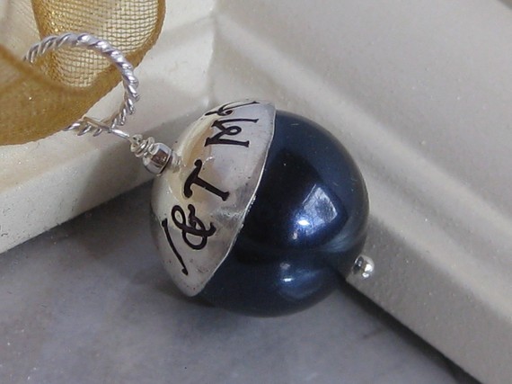 Wedding - SOMETHING BLUE- Hand stamped custom wedding bouquet charm COBALT blue also available