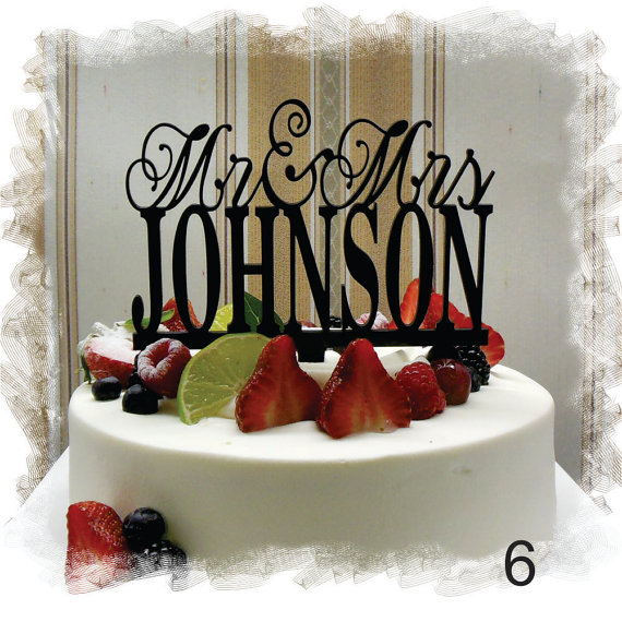 Hochzeit - Wedding Monogram Mr and Mrs Cake Topper With Your Last (Family)Name - Custom Wedding Cake Topper