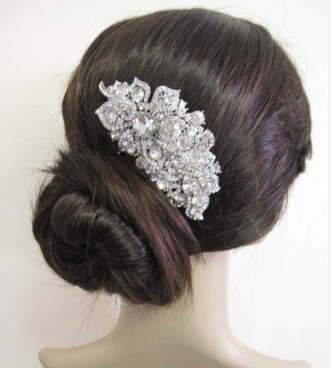 Hochzeit - Vintage Style Bridal Crystal Haircomb, Large Hair Comb, Rhinestone Haircomb, Wedding Haircomb, 1920s haircomb,Pearl haricomb ,bridal jewelry