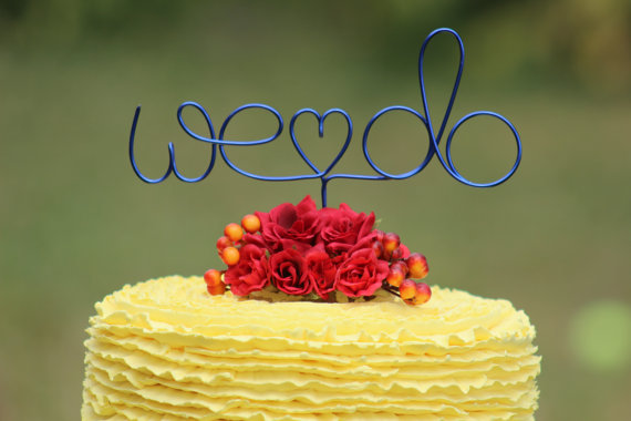 Свадьба - Royal Blue "WE DO" Wedding Cake Toppers - Decoration - Beach wedding - Bridal Shower - Bride and Groom - Rustic Country Chic Wedding