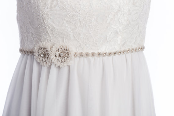 Mariage - Wedding sash, bridal belt, ABIGAIL beaded flower sash, wedding belt,  Bridal sash, wedding dress sash, rhinestone beaded sash