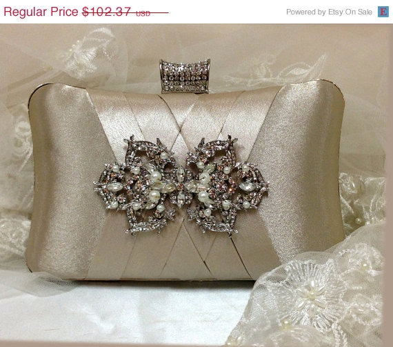 Wedding - wedding clutch, Bridal clutch, Champagne clutch, evening bag, Modern clutch, bridesmaid bag, crystal clutch