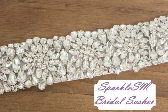 Hochzeit - Rhinestone Crystal Bridal Belt Sash, Wedding Sash Belt, Bridal Accessories, Crystal Belt Sash Bridal Sash Belt - Lyla