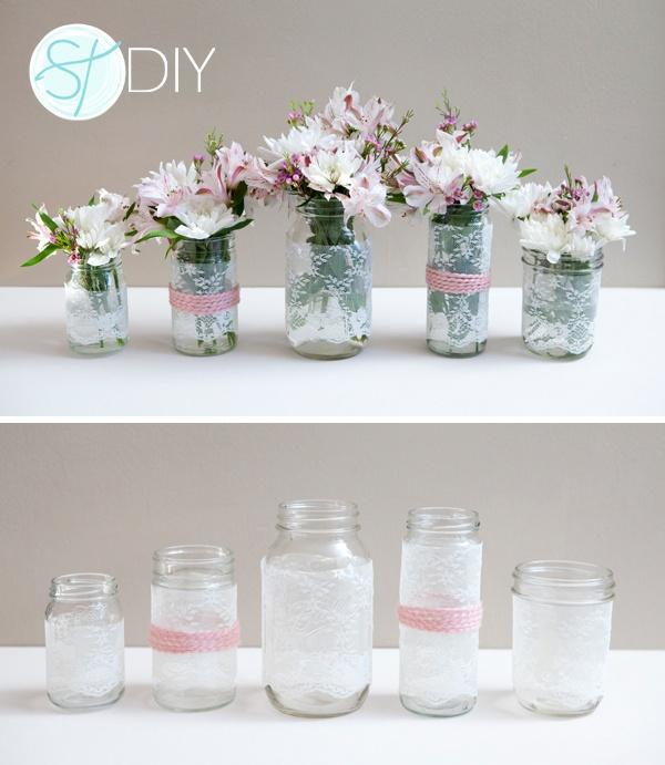 Wedding - How To Make DIY Lace Covered Mason Jars!