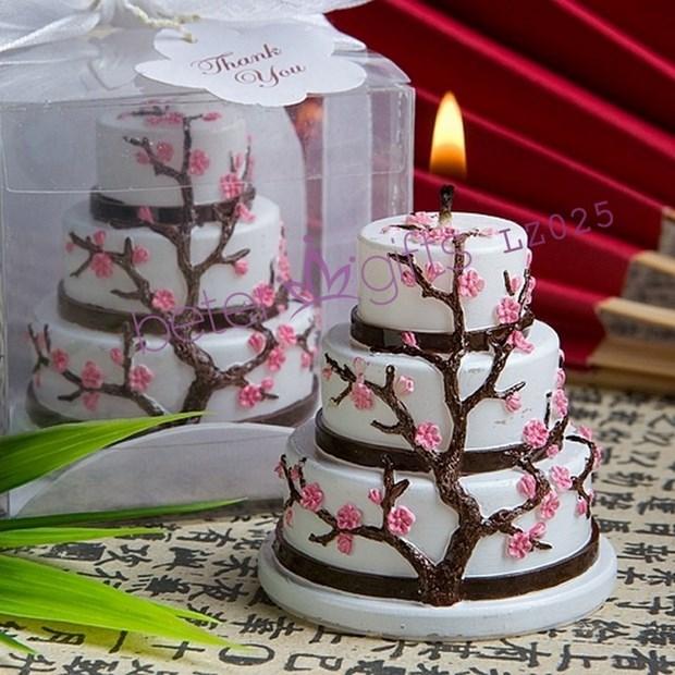 زفاف - 爆款结婚 欧式婚庆用品,婚礼小礼物 浪漫樱花蛋糕蜡烛LZ025