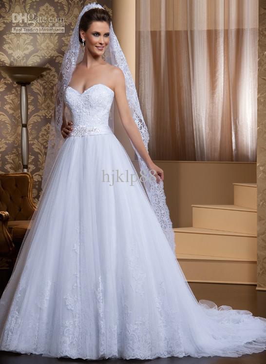 Свадьба - New Arrival Custom Made A-line Sweetheart Beaded Sash Beautiful Applique Beading Wedding Dresses Chapel Bridal Dress Online with $129.32/Piece on Hjklp88's Store 