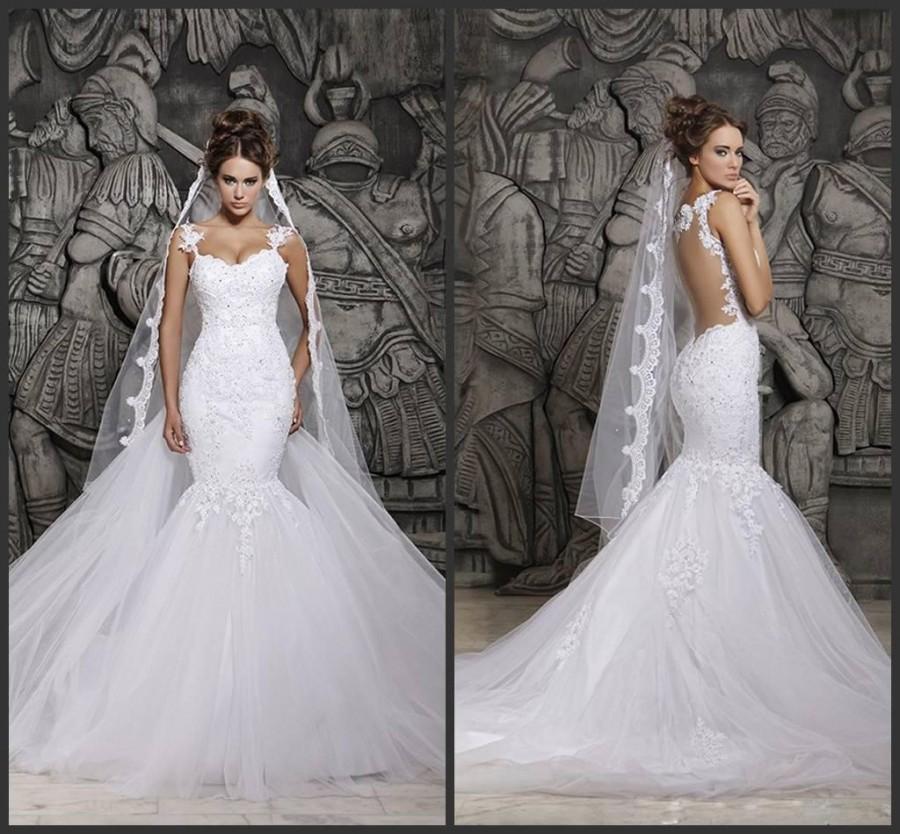 Hochzeit - Custom Made 2014 Beautiful Court Train Illusion Transparent Back Beaded Lace Mermaid Wedding Dresses Bridal Gowns Online with $117.08/Piece on Hjklp88's Store 