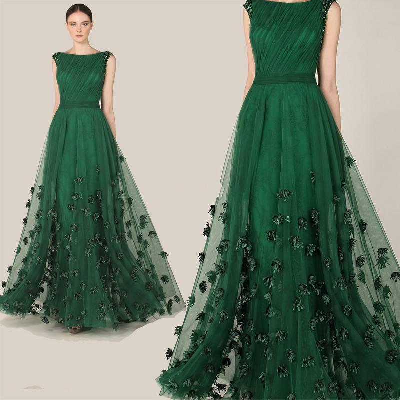 Hochzeit - Fashionable Zuhair Murad Evening Dress 2015 Emerald Green Tulle Cap Sleeve Party Dresses Women Custom Formal Prom Dress Red Carpet Gowns Online with $99.98/Piece on Hjklp88's Store 