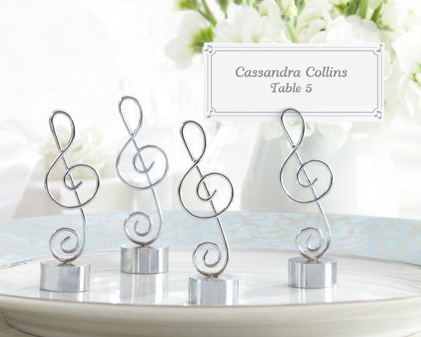 Свадьба - Silver-Finish Music Note Place Card/Photo Holder (Set Of 4)