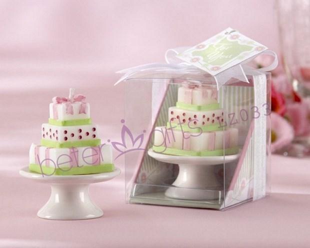 Свадьба - 婚禮小禮品 粉色奶油蛋糕蠟燭 滿月生日派對禮品LZ033倍樂婚品