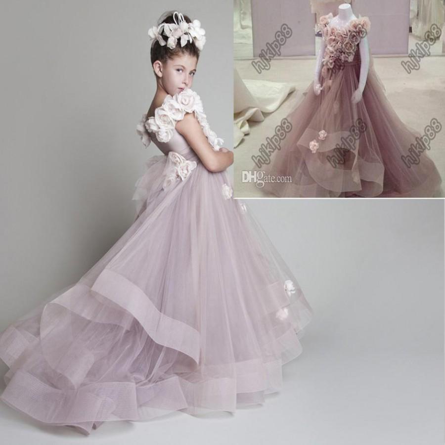 زفاف - Beautiful 2014 New Lovely New Tulle Ruffled Handmade Flowers Flower Girls' Dresses Girl's Pageant Dresses Birthday Dress Online with $62.66/Piece on Hjklp88's Store 