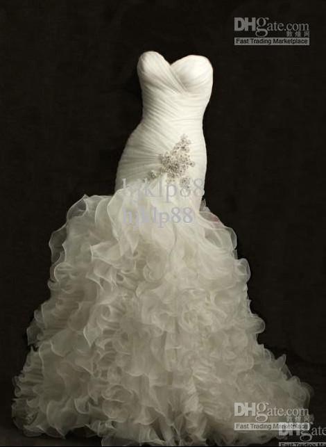 Hochzeit - New Sexy Romantic Layers Organza Sweetheart Strapless Lace Up Mermaid Wedding Dresses Bridal Dress Online with $119.95/Piece on Hjklp88's Store 