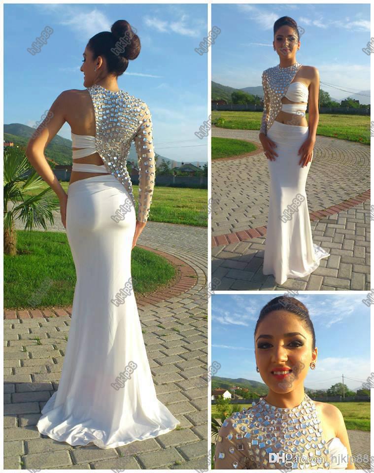 Mariage - Sexy Prom Dresses 2014 Asymmetrical One Sleeve Cut Out Prom Dress Crystal Beaded Evening Gowns Fitted Pageant Dresses China Prom Dresses Online with $116.92/Piece on Hjklp88's Store 