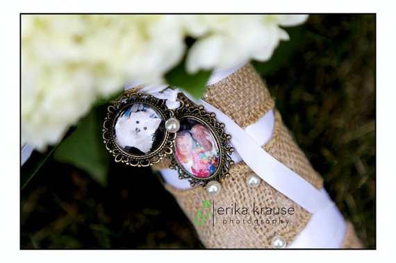 Mariage - 2 Wedding Bouquet charm kit -Photo Pendants charms for family photo (includes everything you need including instructions)