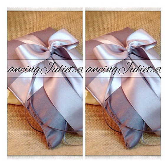 Wedding - Romantic Satin Ring Bearer Pillow Set of 2...You Choose the Colors..shown in charcoal gray/silver