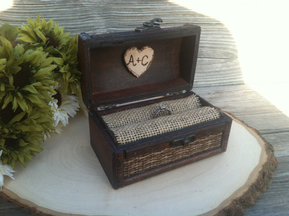 Wedding - Rustic wedding ring box, nautical beach side wedding, ring pillow alternative, country wedding