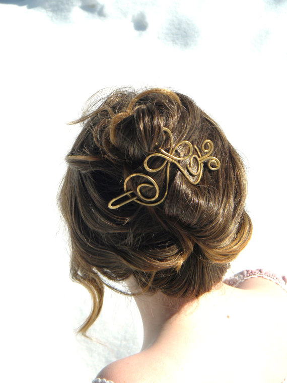 Hochzeit - Gold Hair Brooch, Bridal Hair Brooch, Cross, Hair Clip, Hair Slide, Wedding, Hair Accessories, Hair Barrettes, Hair, Hair Sticks