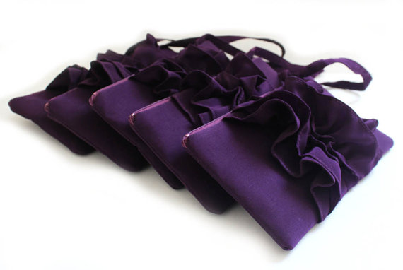 زفاف - A SET OF 5 Eggplant Purple Bridesmaids Clutches - Autumn Wedding Gift Idea