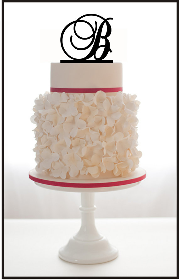 Wedding - Custom Initial Cake Topper - Personalized Wedding Cake Topper - with choice of font, color and  FREE base for display