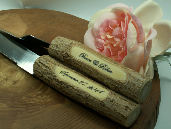 Wedding - Wedding Cake Server,Wedding Cake Server And Knife Set - Country Rustic Chic Wedding