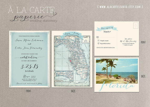 زفاف - Florida Wedding Invitation and RSVP card Design fee