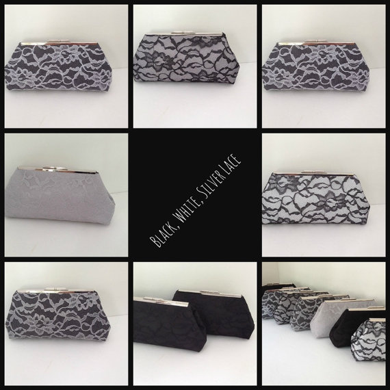 Mariage - Discount for Multiple Black and White Lace Clutch Purse Orders  (Your Choice), Wedding Clutch, Bridesmaid Gift, Custom Wedding Gifts,