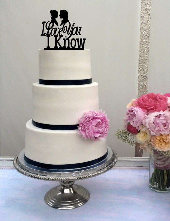 Свадьба - Star Wars Inspired Wedding Cake Topper - I Love you I Know - Han Solo - Princess Leia - Han & Leia - love you i know
