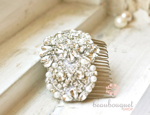Hochzeit - Bridal Haircomb Hair Accessories Crystal Beaded Rhinestone Headpiece Jewelled Headpiece Wedding Haircomb Bridal Accessories