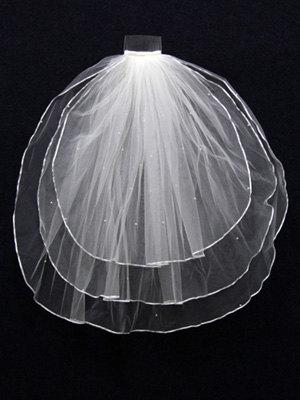Wedding - Handworked Ribbon Edge Short Wedding Veil 2012, White Wedding Veil, Ivory Wedding Veil