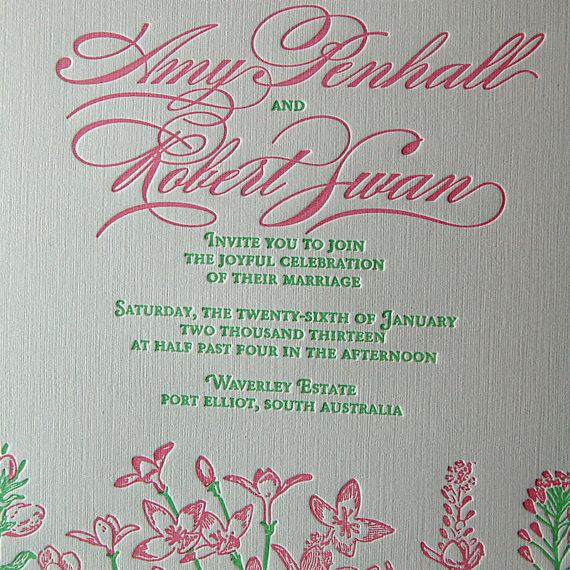 Hochzeit - Letterpress Wedding Invitation - Garden - Sample