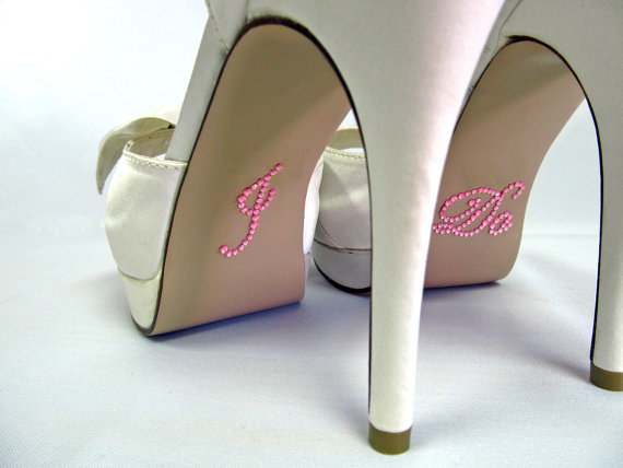 زفاف - I Do Shoe Stickers: LIGHT PINK Rhinestone I Do Wedding Shoe Appliques - Rhinestone I Do Shoe Decals for your Bridal Shoes