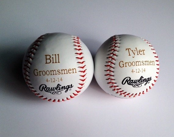 Hochzeit - Groomsmen Gift - Set of 2 Rawlings Baseballs - Laser Engraved - Personalized - Jr. Groomsmen Gift - Ring Bearer Gift - MLB Baseball