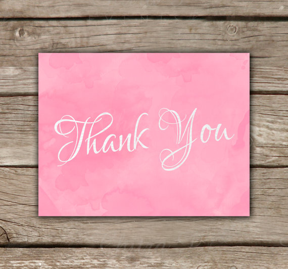Mariage - Pink Watercolor Thank You Cards - Instant Download, Baby Shower, Engagement Party, Wedding, Bridal, Couples, Watercolor Whimsical - #040
