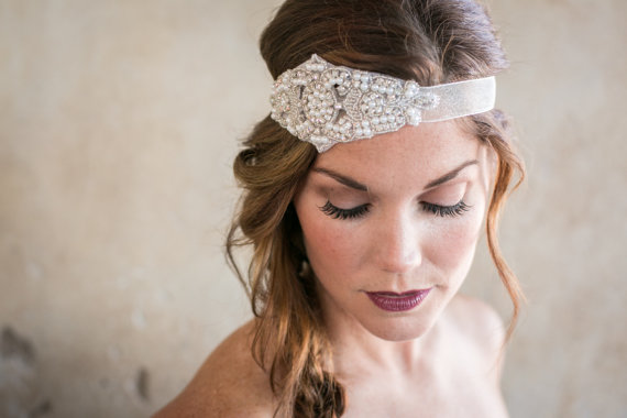 زفاف - Beaded Rhinestone Bridal Headband