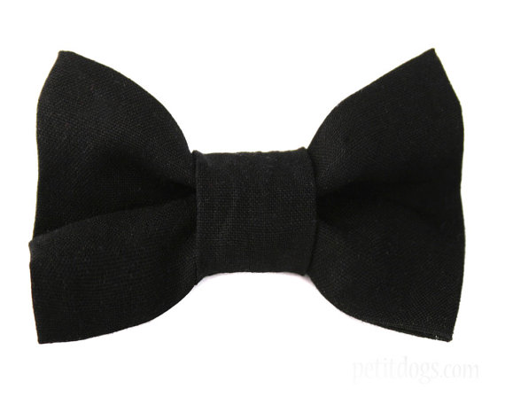 زفاف - Dog Collar Bow Tie Solid Black collar accessory
