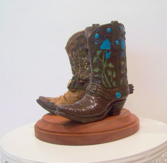 Свадьба - Rustic Cake Topper-His and Her Western Cowboy Boots-Wedding Cake Topper-Barn Wedding
