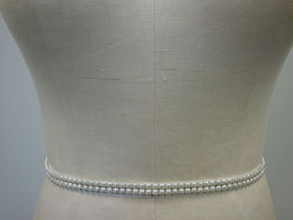 زفاف - Wedding Belt, Bridesmaids Belt, Party  Belt,  Ivory/Off-White Pearl Belt  - Style B156