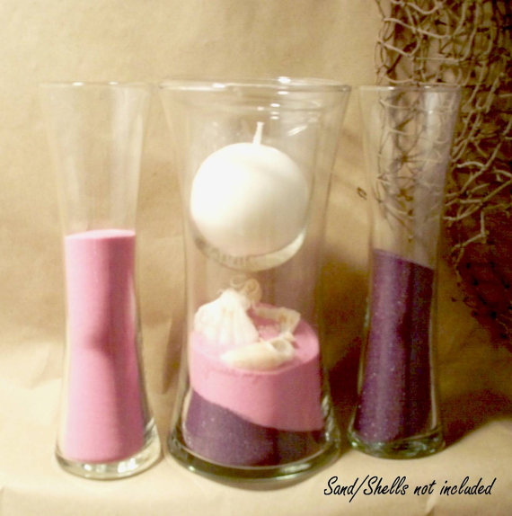 Mariage - Personalized Unity Sand Ceremony  Set "Curved Vase with Round Candle" style