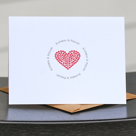 Mariage - Hearts, Heart Thank You Cards, Heart Wedding  Cards, Bridal Shower Thank You Cards, Thank You Cards, Heart Thank You Notes
