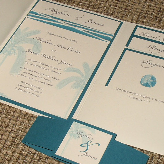 Mariage - Beach Wedding Invitation Pocketfold -  Paradise Sample