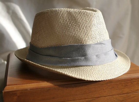 Свадьба - Ships right away custom brim straw hat / ring bearer